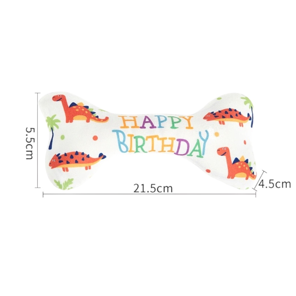 Xương nhồi bông chút chít hình HPBD đồ chơi cho chó mèo Saly Q PT52