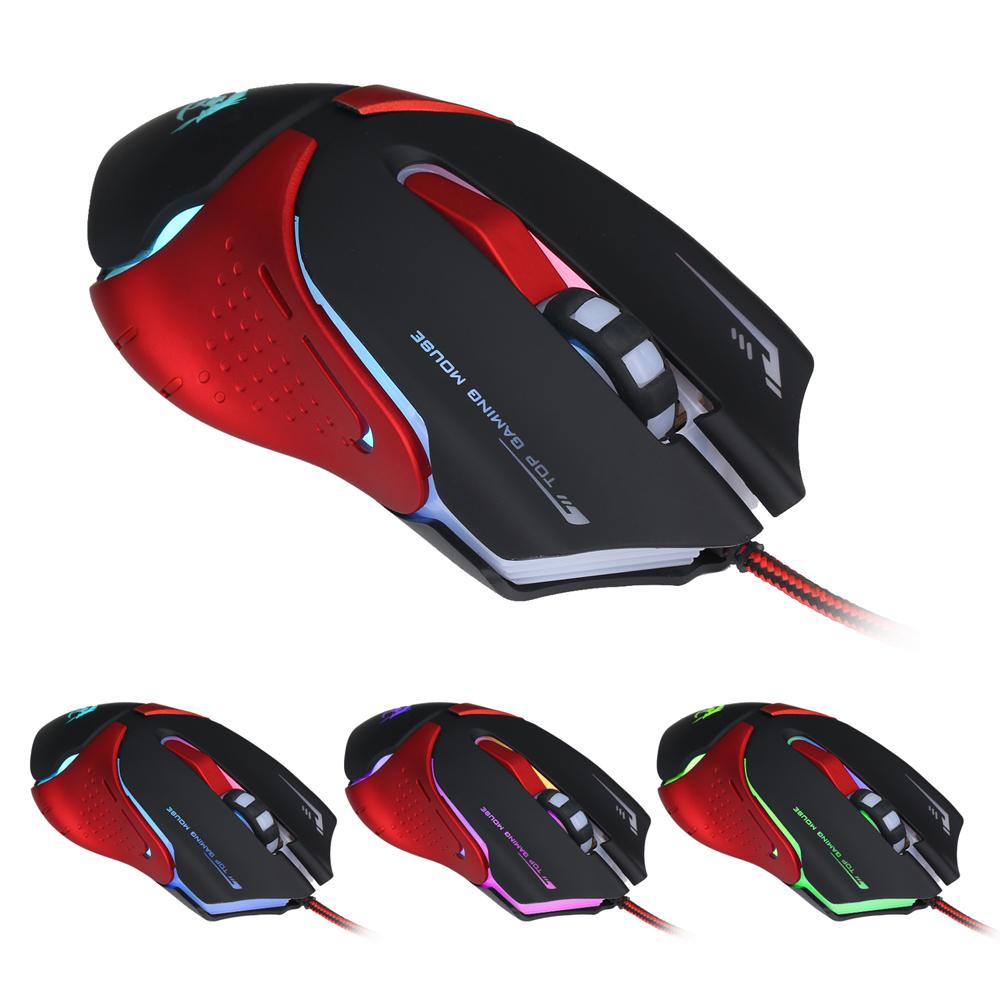 HXSJ Ergonomic Optical Professional Esport Gaming Mouse Mice Adjustable 3200 DPI Breathing LED Light 6 Buttons USB Wired