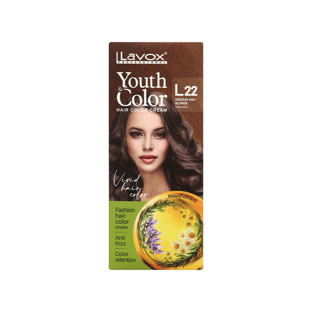 Kem nhuộm màu tóc cao cấp Lavox Youth&Color L22 (Xám khói)