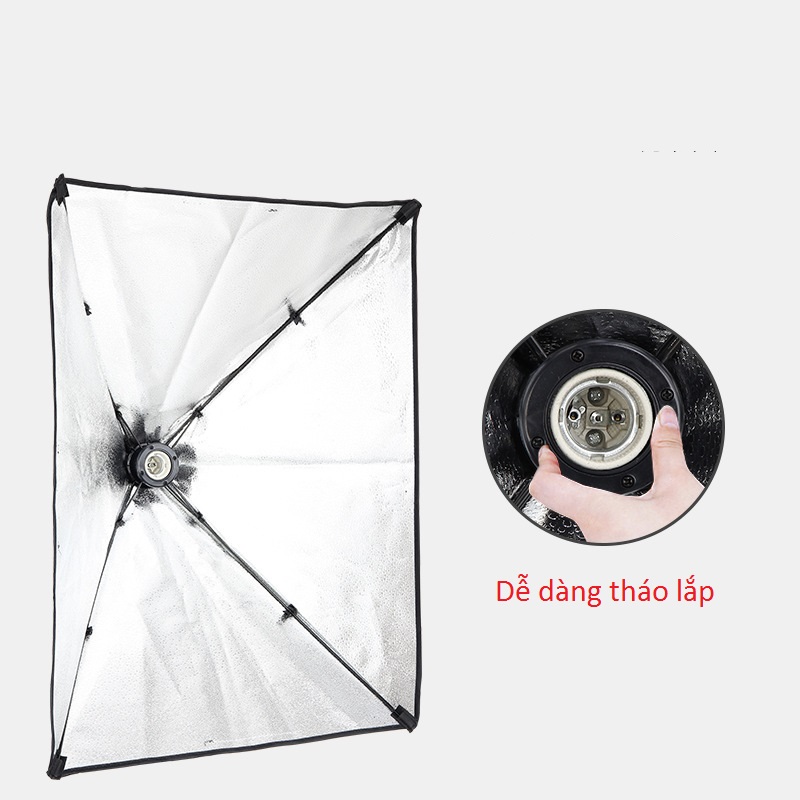 Hình ảnh Bộ đèn studio chụp ảnh sản phẩm, quay phim, livestream chuyên nghiệp, bộ gồm chân đèn 2m kèm softbox 50x70cm, tay treo 138 cm.