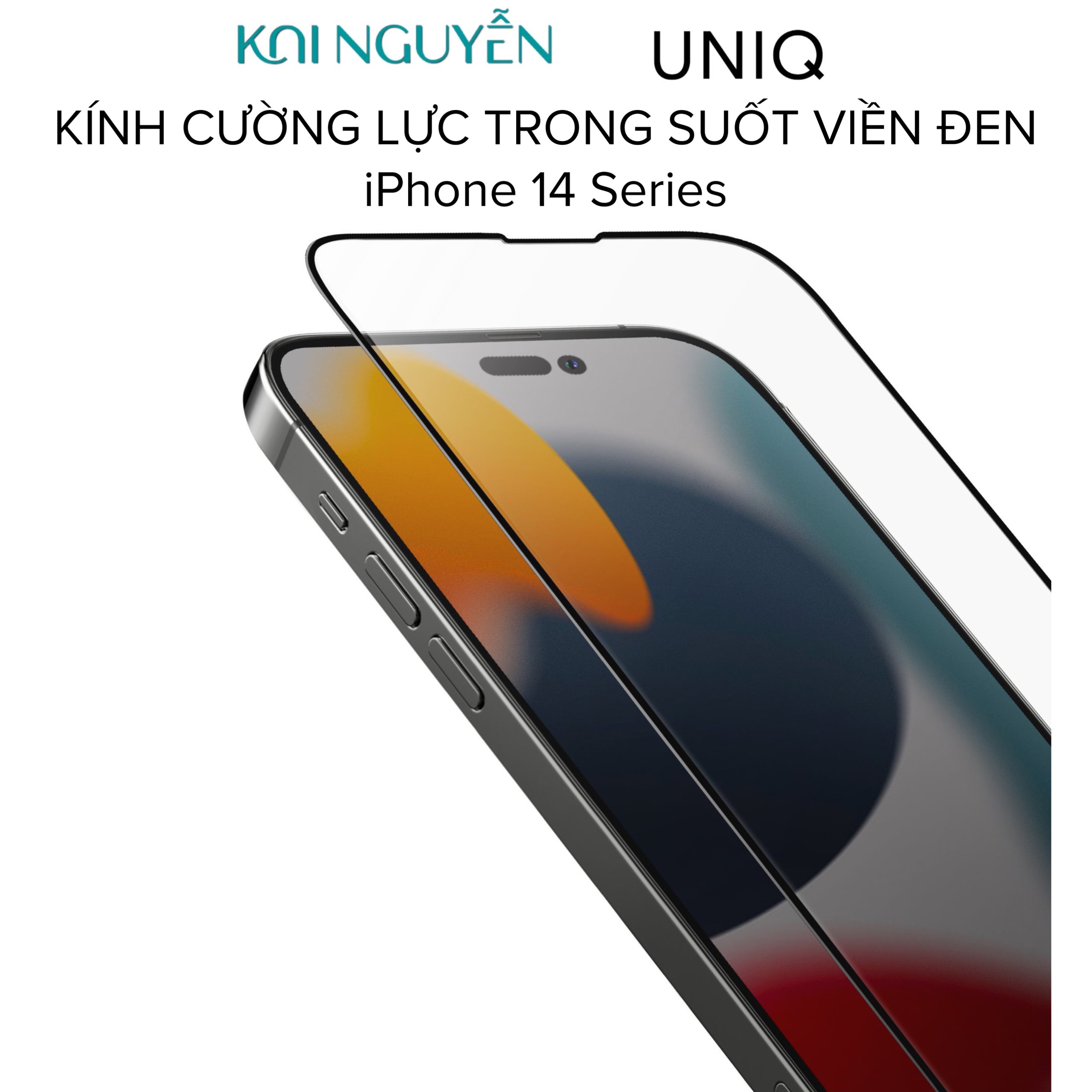 Kính Cường Lực Trong Suốt UNIQ OPTIX Vivid Clear Dành Cho iPhone 14 PRO MAX / 14 PRO / 14 PLUS / 14 / 13 Series, Viền Đen - Hàng Chính Hãng