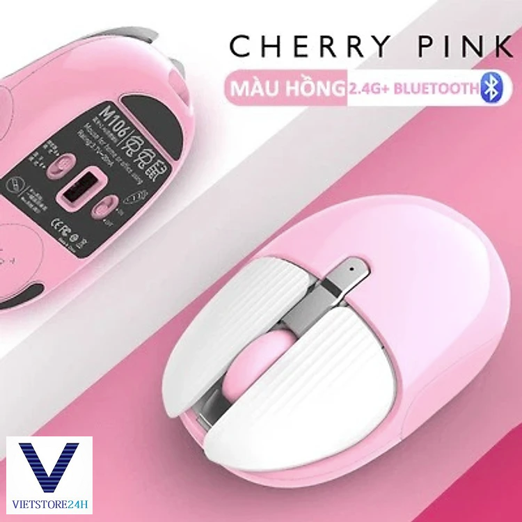 CHUỘT KHÔNG DÂY M106 KẾT NỐI BẰNG BLUETOOTH VÀ CHIP 2.4G SIÊU TIẾT KIỆM PIN, MÀU SẮC CÁ TÍNH, THIẾT KẾ NHỎ GỌN