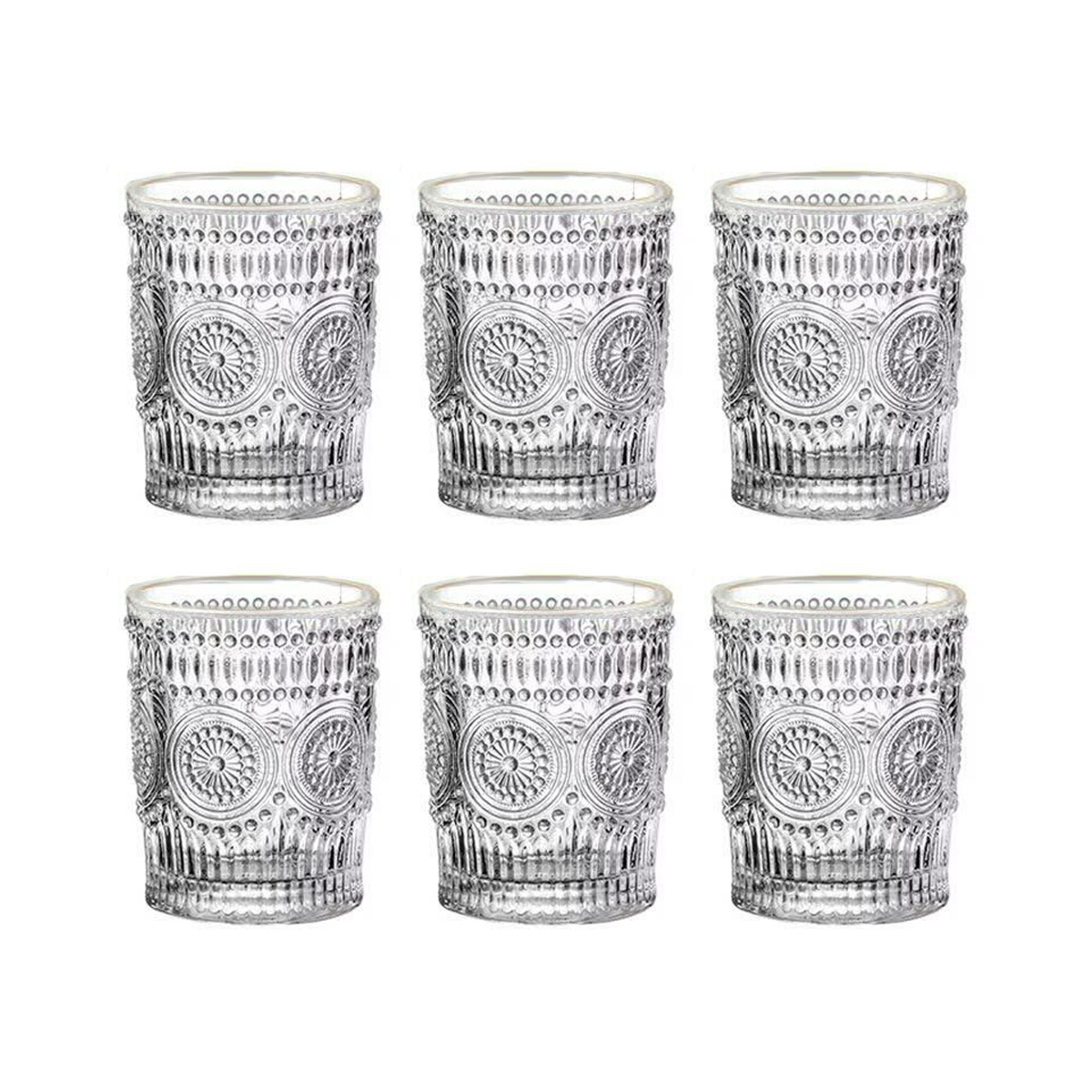 Ly Thủy Tinh Hoa Văn Navivu Vintage Glass 300 - 350Ml - Bộ 6 Ly - Ly Nhỏ Không Viền