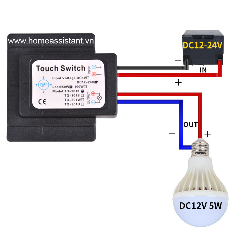 Công Tắc Cảm Ứng Bật Tắt Đèn Gương Kính 12V TQ01