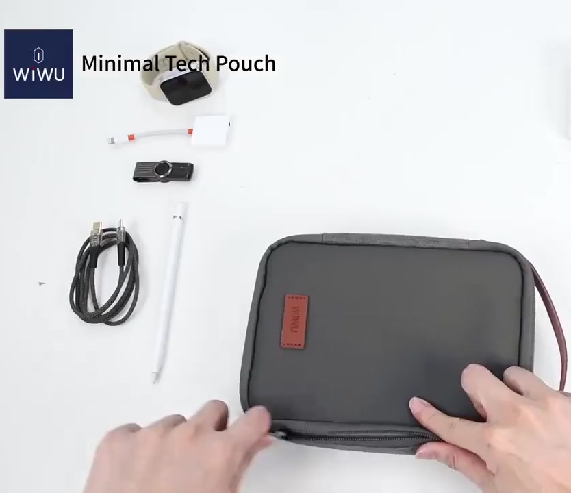 Túi đựng phụ kiện di động cho điện thoại / cho Macbook / Laptop hiệu WiWU Minimal Tech Pouch Travel In Style - chất liệu 600D Polyester cao cấp, ngăn chứa đồ rộng rãi, chống thấm nước - Hàng nhập khẩu