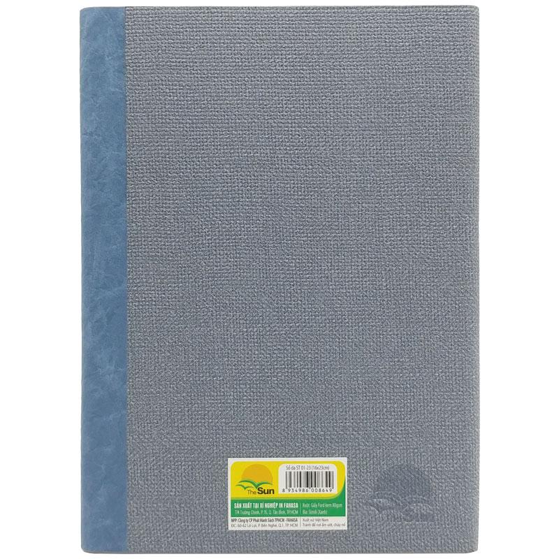 Sổ Bìa Da Kẻ Ngang Có Chấm 200 Trang 80gsm - The Sun ST 01-23 - Màu Xanh Xám