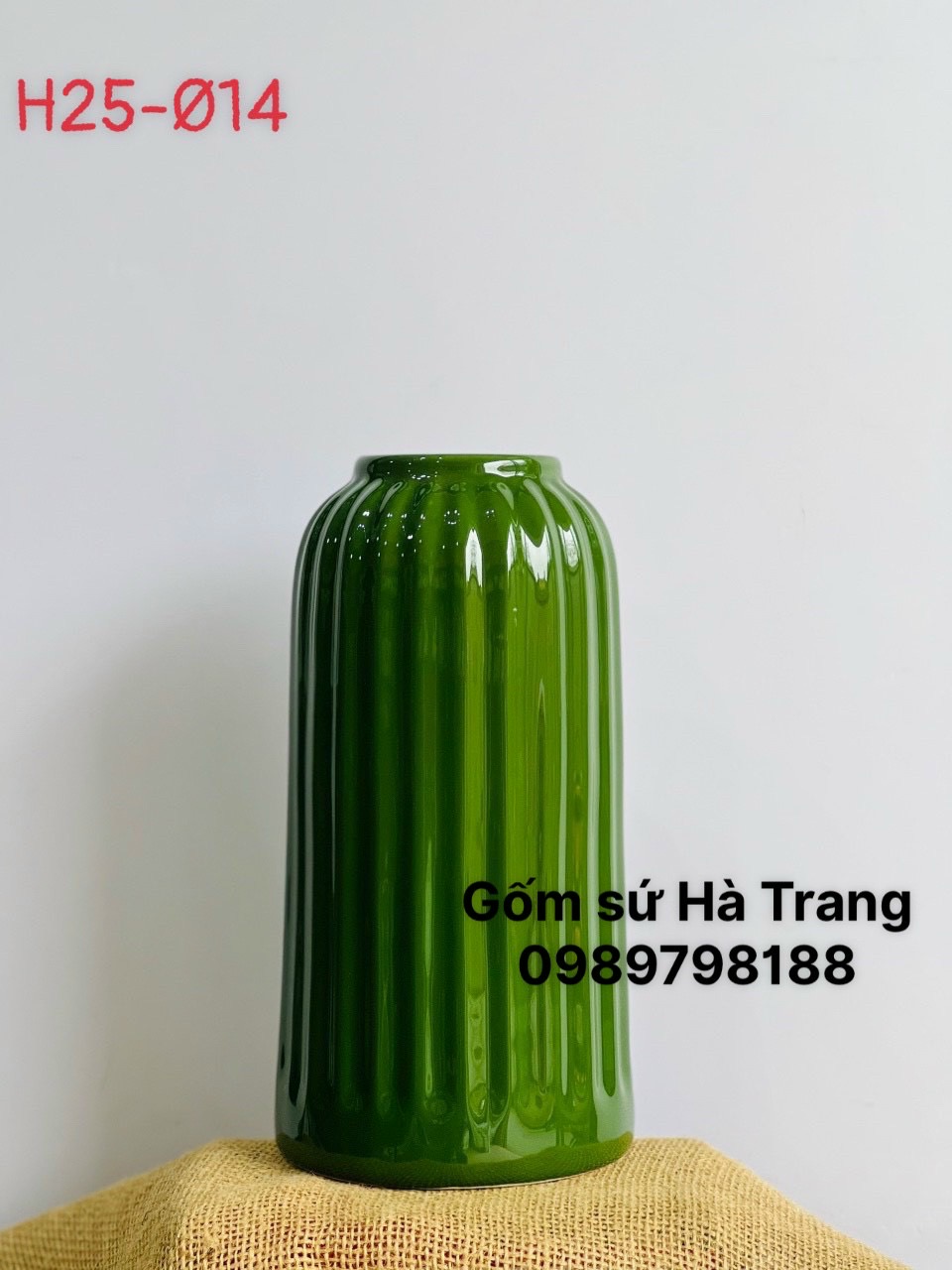 Lọ hoa gốm sứ Bát Tràng cao cấp men rêu đá cao 25cm