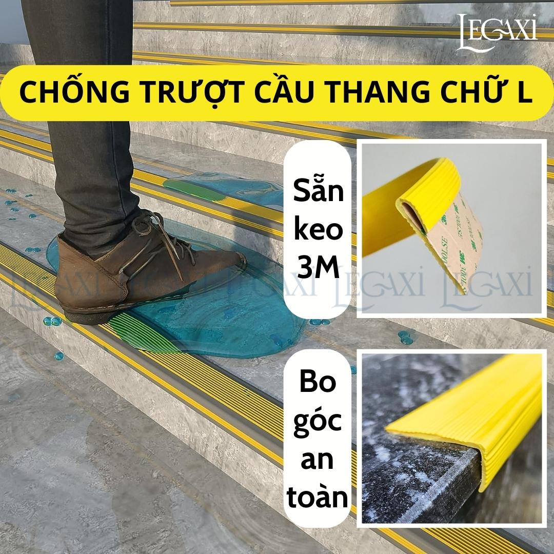 Miếng dán cầu thang bậc thềm chống trượt hình chữ L bám dính chống thấm nước ma sát lớn Legaxi