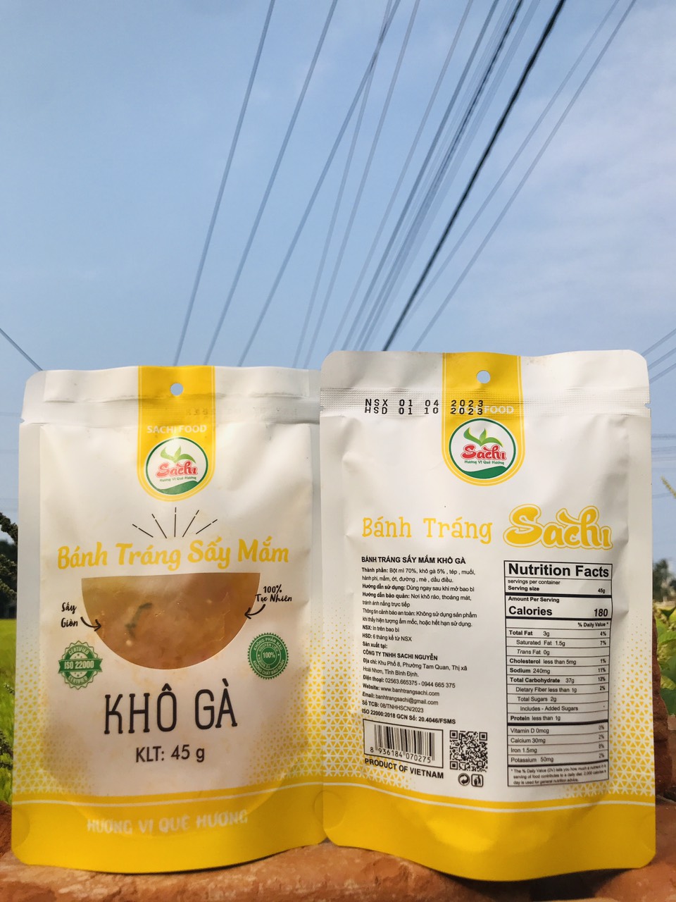 Bánh tráng Sấy mắm khô gà thùng 25 bì