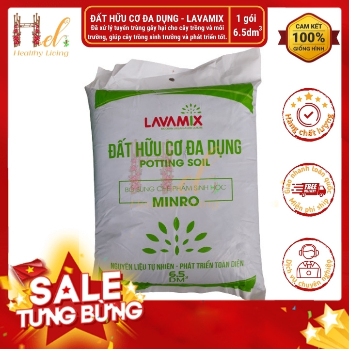 Đất Sạch Đất Hữu Cơ Đa Dụng Lavamix 6.5dm3 Trồng Rau Sạch Hoa Kiểng Bằng Đất Sạch, Xơ Dừa, Phân Bón Hữu Cơ