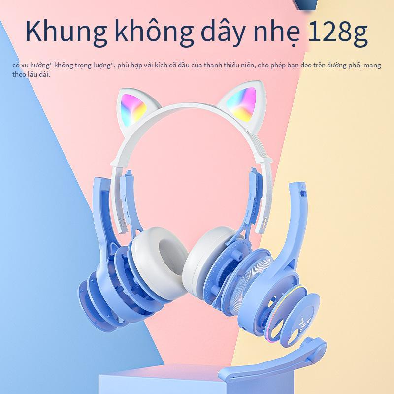 Giá thấp nhất tai nghe trẻ em mới tai nghe máy tính gắn trên đầu tai mèo trò chơi cuộc gọi tai nghe lớp học trực tuyến miễn phí miếng dán dễ thương