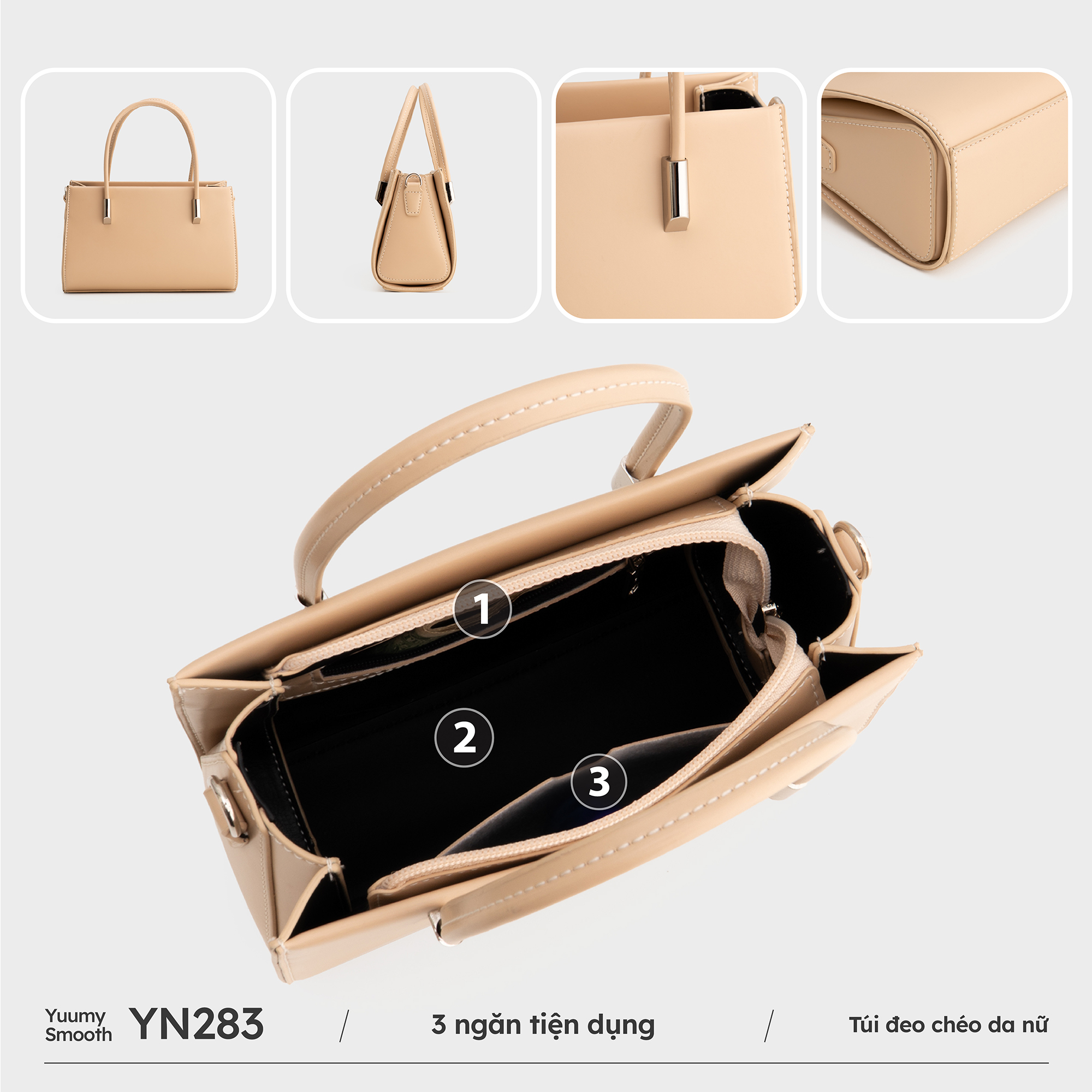 Túi Yuumy ( Thời trang nữ thiết kế tinh tế size 21- Túi đeo chéo da Smooth YN283 )