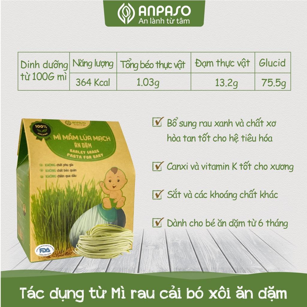 Mì Rau Củ Mầm Lúa Mạch Organic Anpaso Ăn Dặm Cho Bé Từ 6 Tháng Tuổi 120g/ 300g - Bổ Sung Chất Xơ, Giàu Sắt và Các Vitamin C, Nhóm B, A, Cải Thiện Hệ Tiêu Hóa, Tốt Cho Sức Khỏe Của Bé