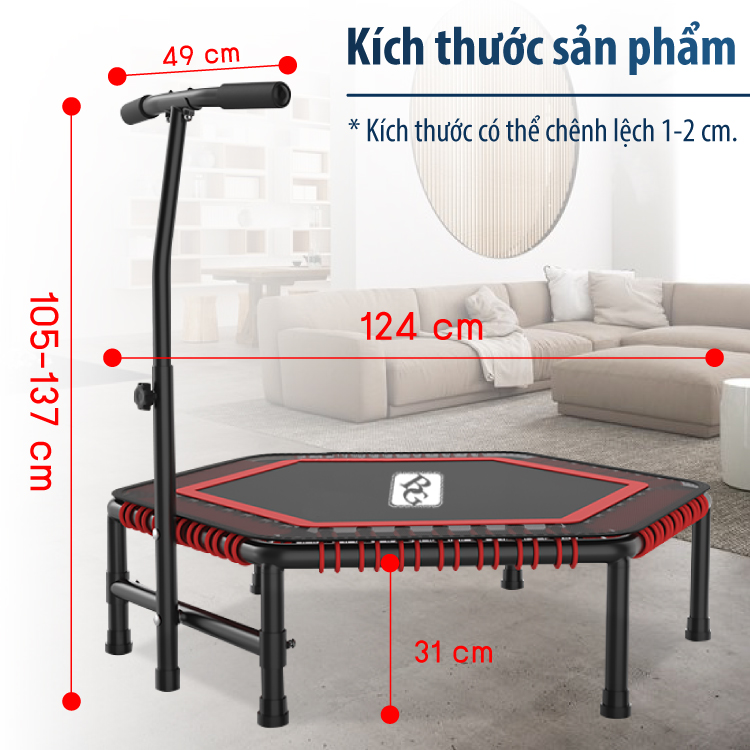 BG Sàn nhún, Đệm bật nhún cao cấp có tay cầm 50INCH Trampoline dành cho mọi lứa tuổi