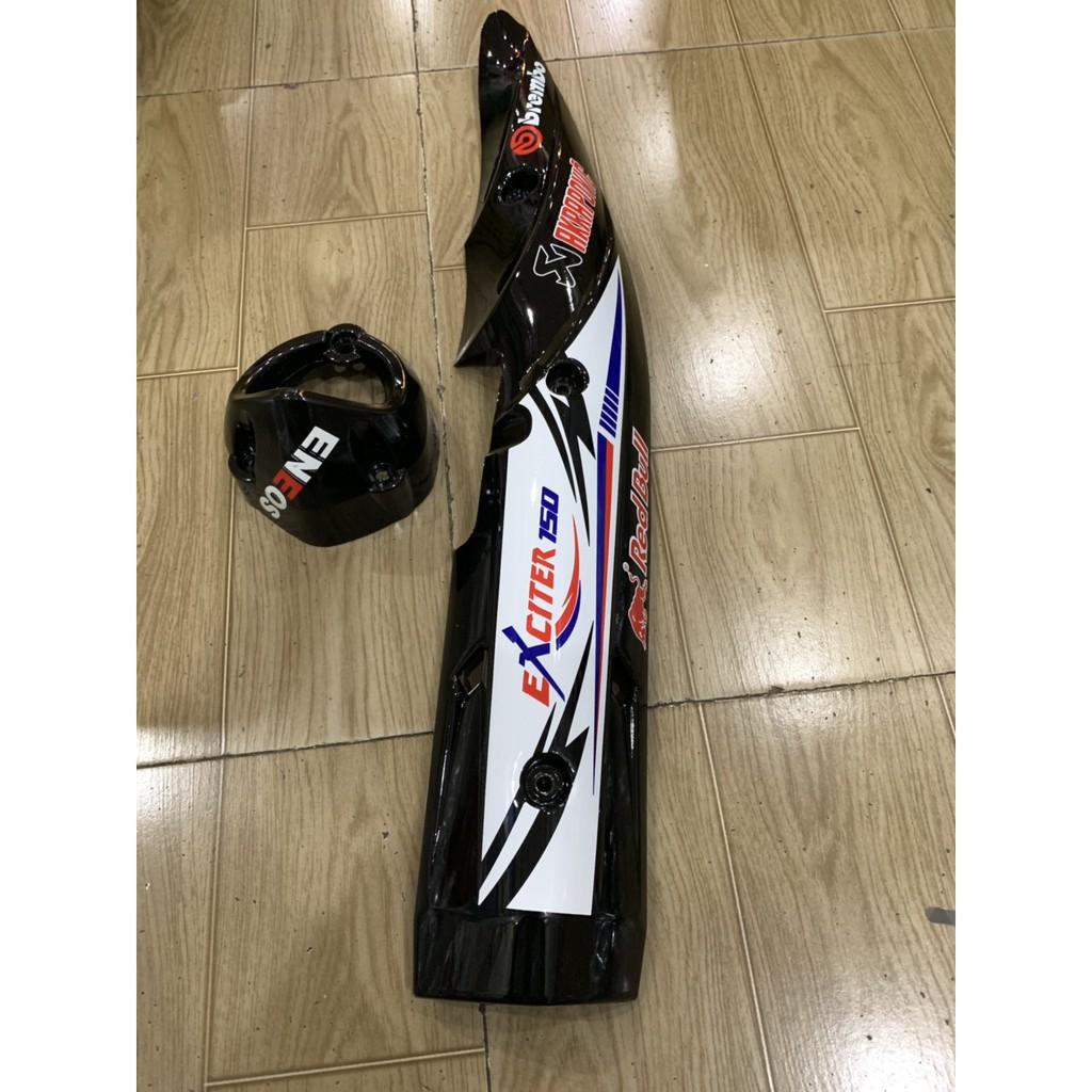 Ốp pô và chụp đích pô exciter 150 màu đen bóng