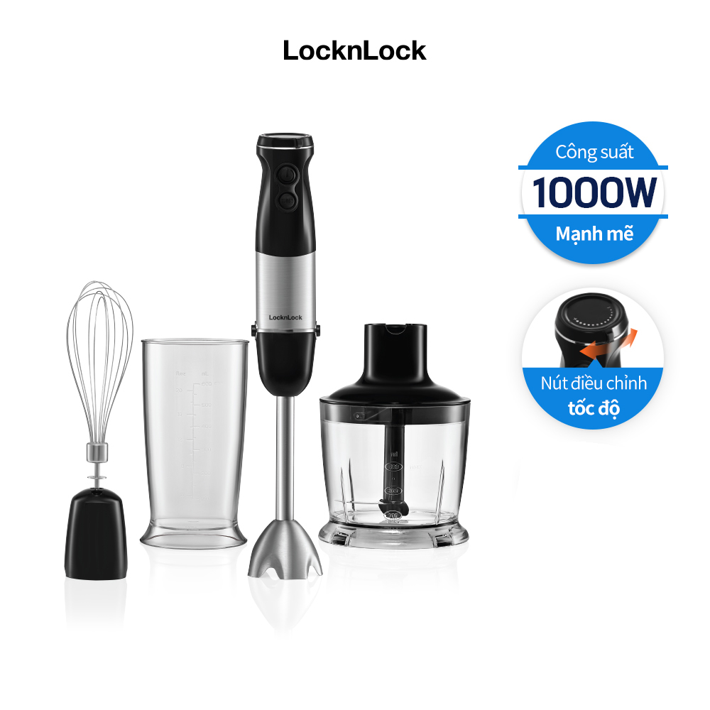 Máy xay cầm tay LocknLock - Hand Blender EJM559BLK (1000W) - Màu đen - Hàng chính hãng