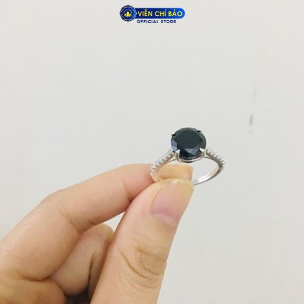 Nhẫn bạc nữ Diamond đính đá Đen chất liệu bạc S925 trẻ trung cá tính thương hiệu Viễn Chí Bảo N400678