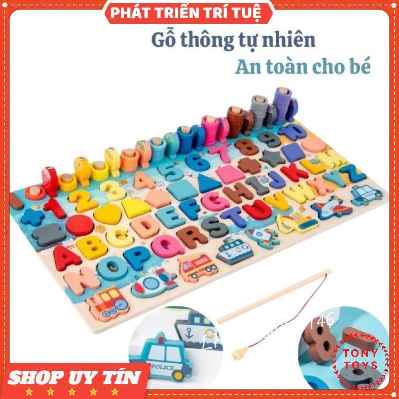 Bộ Đồ Chơi Câu Cá Xếp Hình , Số Và Chữ 6 Trong 1 Phát Triển Tư Duy Cho Bé - Đồ Chơi Gỗ Thông Minh - Loại Tốt