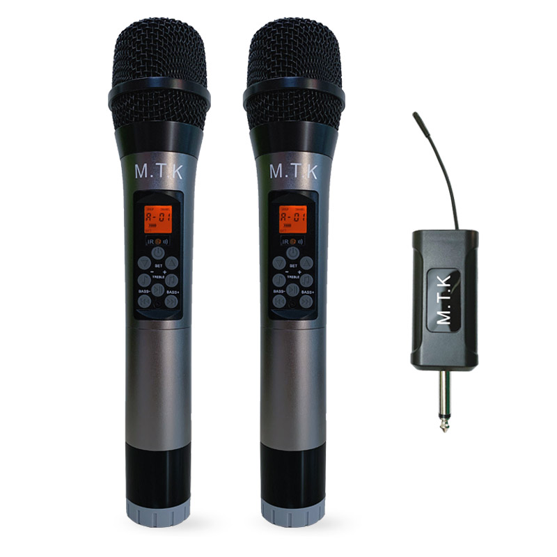 Hình ảnh Bộ 2 Micro không dây đa năng MTK 1A - Tích hợp chỉnh bass, treble, echo ngay trên thân mic - Màn hình LCD hiển thị thông số - Phù hợp mọi thiết bị - Micro UHF cho loa kéo, amply, dàn karaoke, livestream  - Hàng nhập khẩu