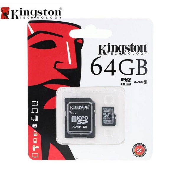 Thẻ Nhớ Micro SD Kingston 64GB Class 10 + Adapter - Hàng chính hãng + Tặng Đèn Led