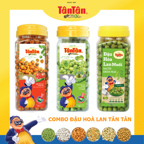 COMBO 3 HŨ ĐẬU HOÀ LAN TÂN TÂN: ĐẬU HL CHUA CAY, ĐẬU HL WASABI, ĐẬU HL MUỐI