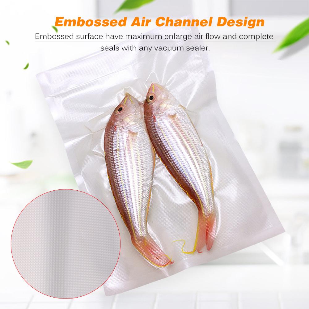 100 PCS Vacuum Sealer Bags Vacuum Sealer Storage Bags Dry and Moist Food Saver Accessories Pre-cut Bag, Single Embossed Surface
