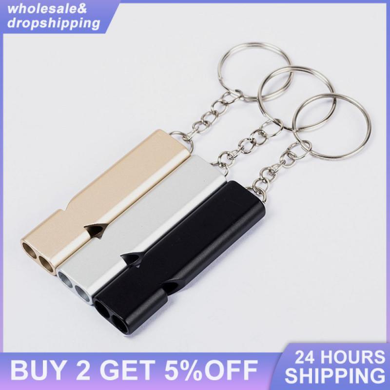 1/2/3 Mini Đôi Ống Còi Hợp Kim Nhôm Cao Tần Số Đen Hoạt Động Ngoài Trời Thể Thao Còi Sinh Tồn Dụng Cụ Ngoài Trời Color: 3pcs