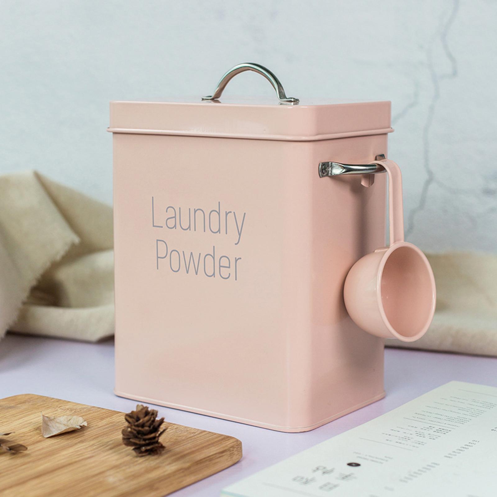 Laundry Storage Tin Box Large Rice Organizer Pink