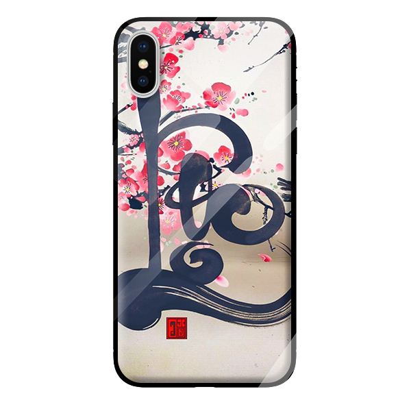 Ốp kính cường lực cho iPhone XS thư pháp 34 - Hàng chính hãng