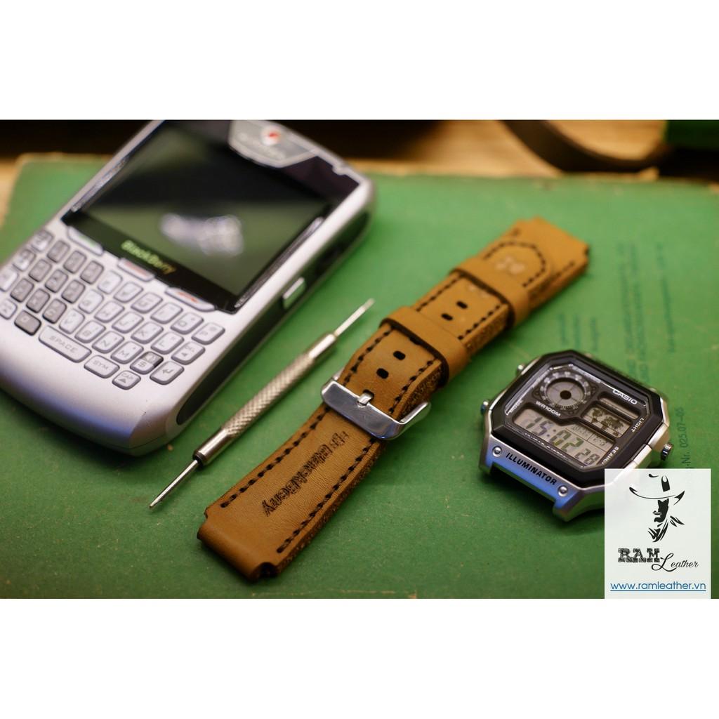 DÂY APPLE WATCH DA BÒ THẬT VÀNG SỮA RAM BLACKBERRY - ĐỦ SIZE