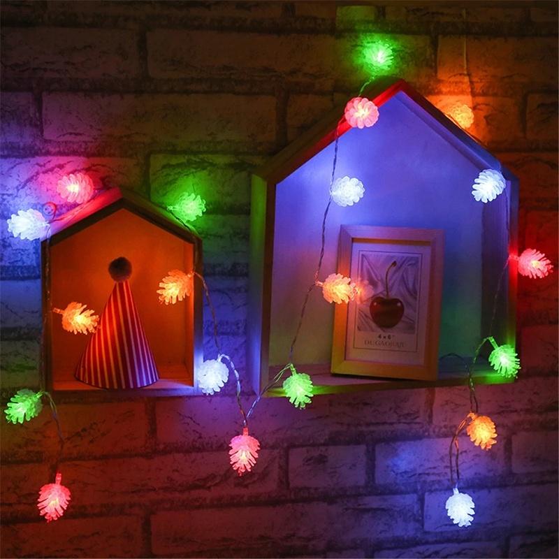Dây Đèn Led 10 / 20 Bóng Hình Quả Thông Trang Trí Giáng Sinh