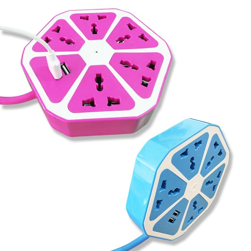 Ổ Điện Hình Lục Giác Chống Giật 2 Cổng USB Cao Cấp, Đa Năng