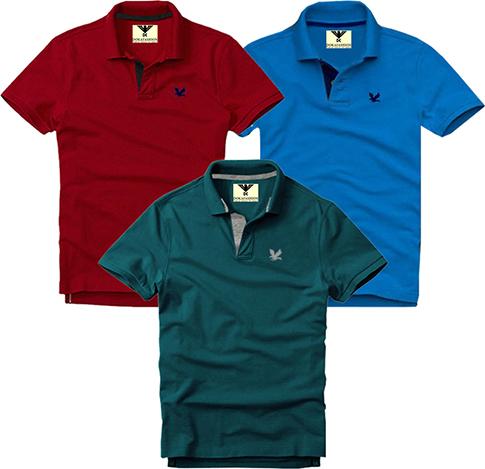 Áo thun nam cổ bẻ vải cá sấu, combo 3 áo - EZ350