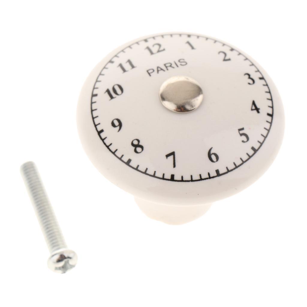 2 Pieces Round Black and White Ceramic Cabinet Knobs for Home Furniture