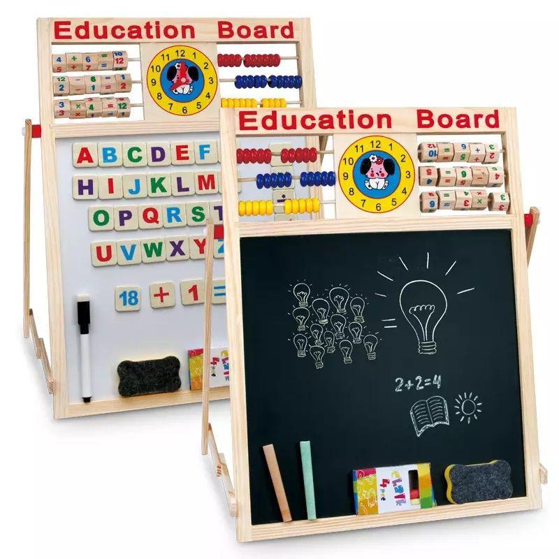 Bảng gỗ nam châm giáo dục 2 mặt cho bé học chữ và số