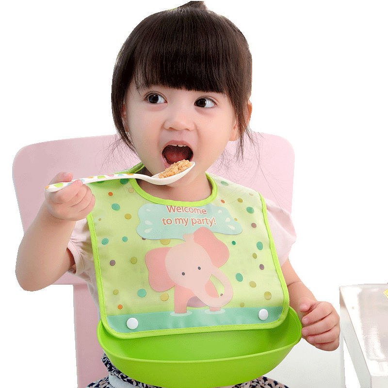 Yếm máng ăn dặm có ,máng hứng THÁO RỜI cho bé