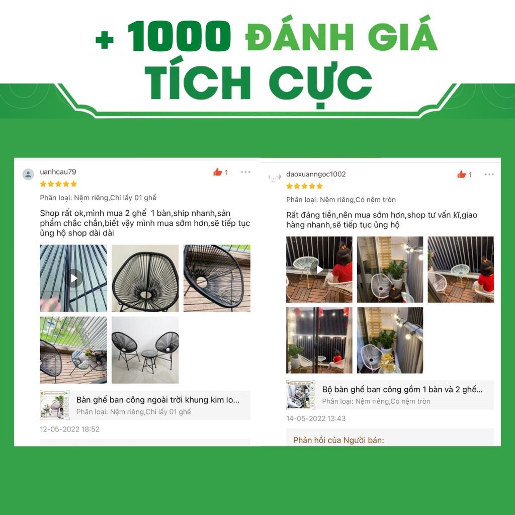 Bộ bàn ghế ban công gồm 1 bàn và 2 ghế giả mây lõi thép, dùng thư giãn trang trí phòng khách sân vườn cà phê / Healhomes