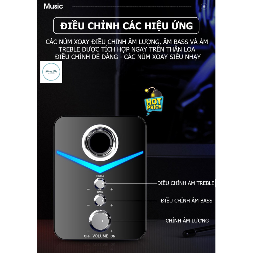 Loa vi tính để bàn MC D221 SUPER BASS cực đã, có LED, dòng loa máy tính cao cấp cho laptop, pc, điện thoại