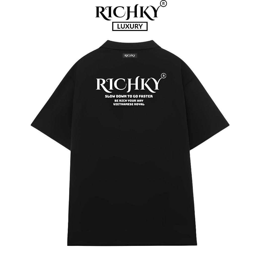 [Mã INBAU300 giảm 10% đơn 250K] Áo Polo Unisex Richky Polo Shirt Premium Luxury Be Rich Your Way Đen – RKO1