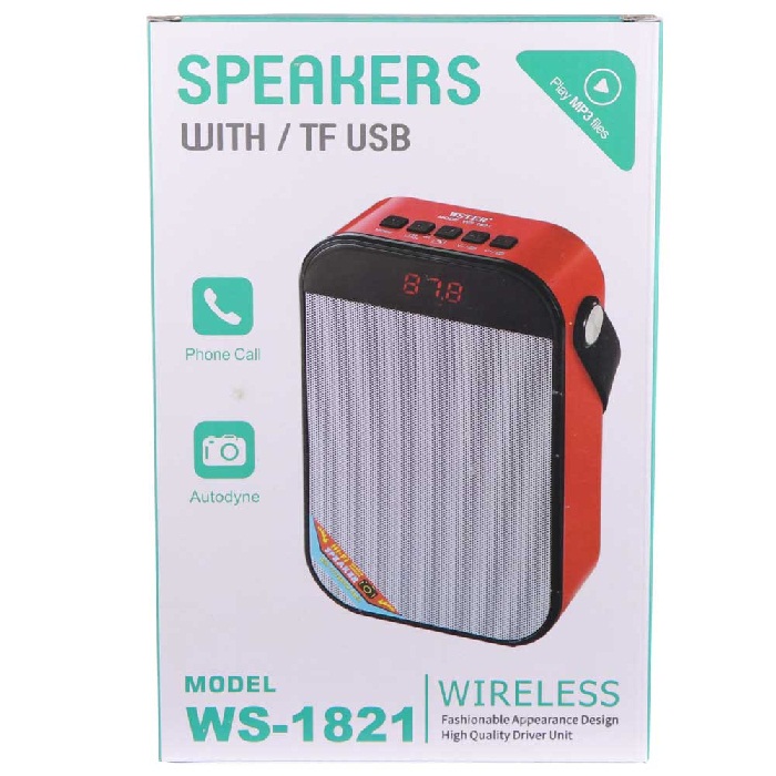 Loa bluetooth Wster WS-1821 hỗ trợ FM/USB/Thẻ nhớ/AUX - công suất 6W (nhiều màu) Hàng nhập khẩu