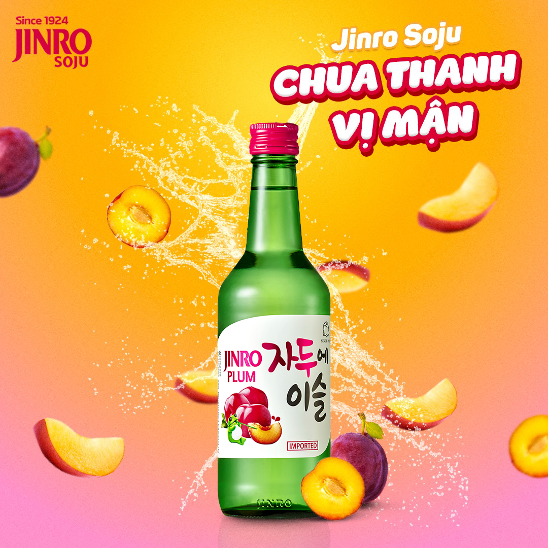 Soju Hàn Quốc JINRO VỊ MẬN 360ml - Combo 6 chai