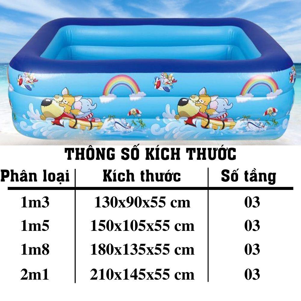 Bể bơi phao thành cao cho bé Hồ phao bơi lớn cho em bé và trẻ em kích thước 1m3 1m5 1m8 2m1