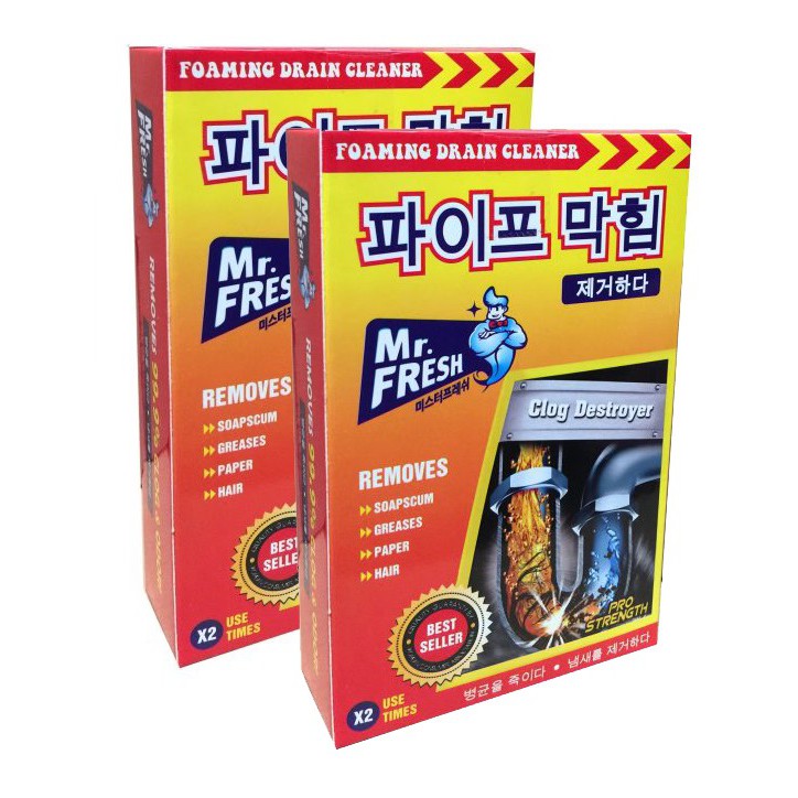 Bộ 10 hộp bột thông cống Mr Fresh Hàn Quốc 200g - an toàn cho đường ống