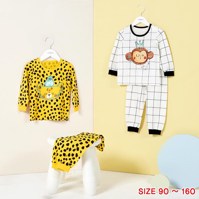 Đồ bộ ngủ dài tay mặc nhà thun cotton cho bé gái, bé trai mùa hè Unifriend Hàn Quốc 2022-2