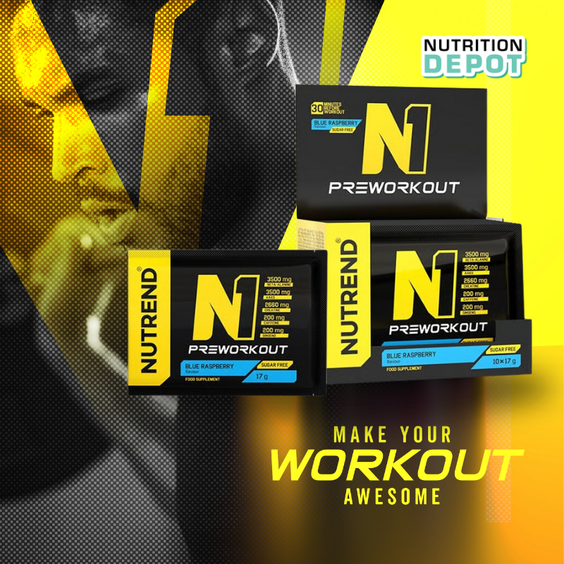 Thực phẩm bổ sung năng lượng trước khi luyện tập Nutrend N1 Strong Stimulating Pre-Workout - (Box 10 packs ) - Nutrition Depot Vietnam