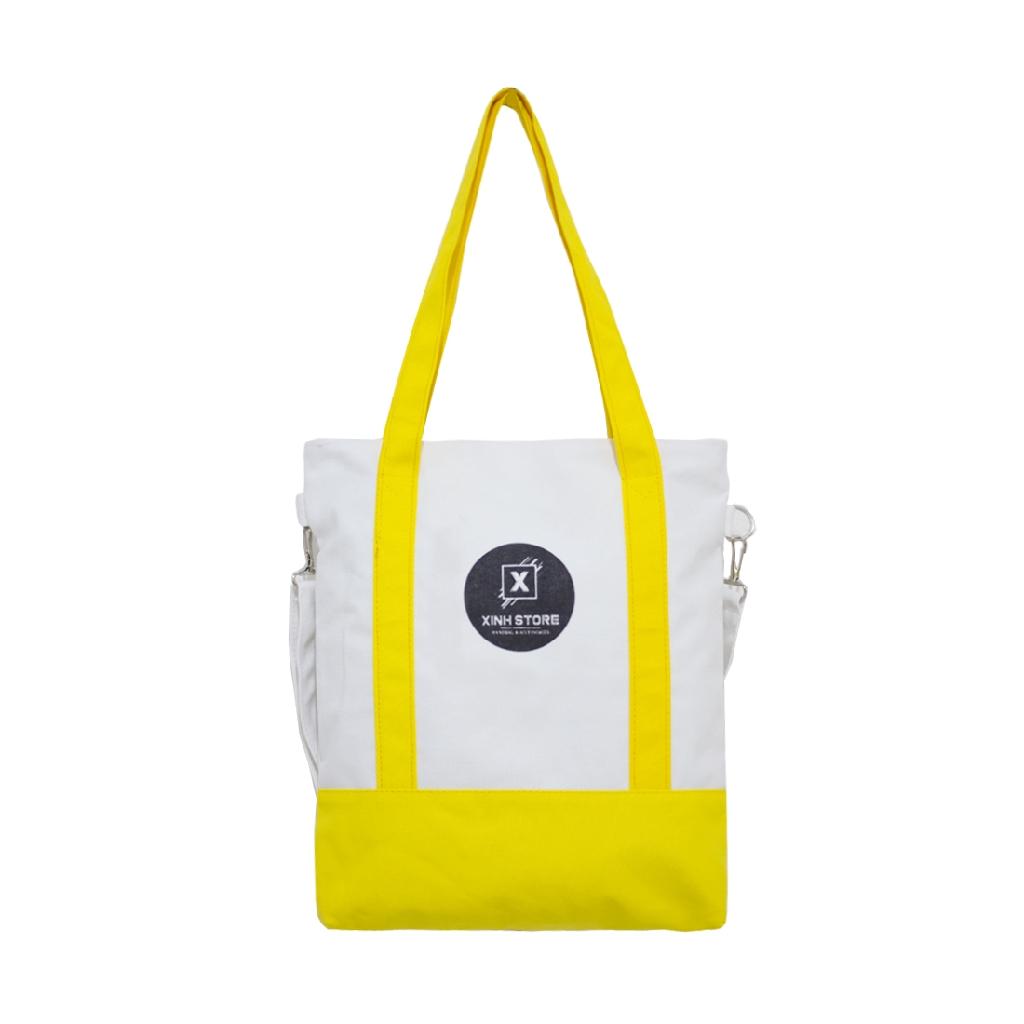 Túi vải tote nam nữ Unisex chất Canvas Đeo Chéo XinhStore Dây Phối Cao Cấp