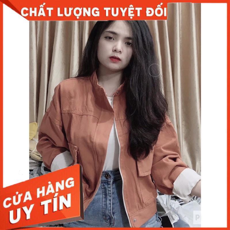 KHOÁC JACKET KAKI CỔ TRỤ PHỐI KHOÁ KÉO - ảnh thật toàn bộ