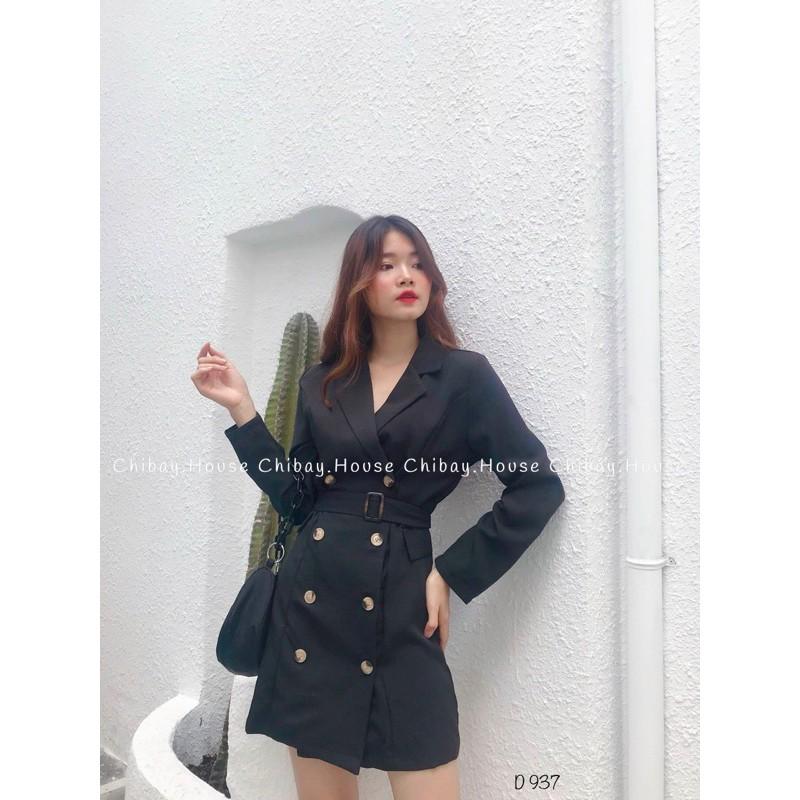 Đầm cổ vest ( hình thật shop chụp, đổi trả nếu không giống hình )