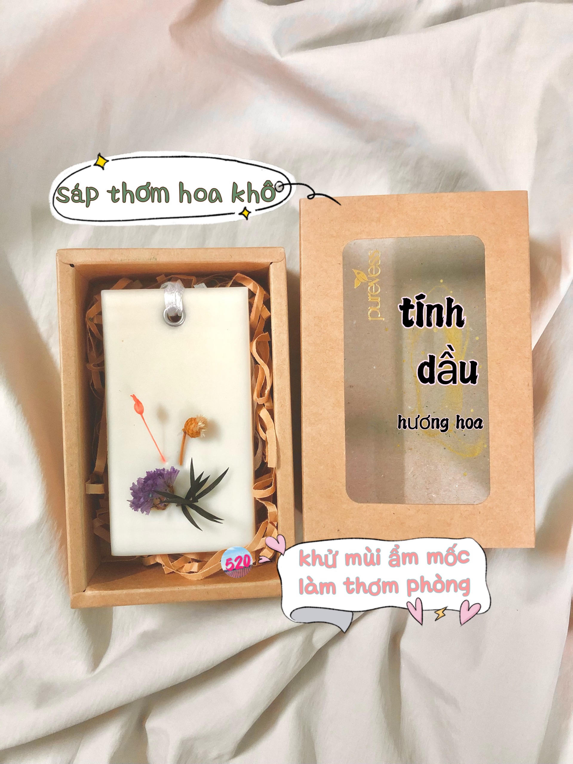 Sáp thơm hoa khô tinh dầu khử mùi Purevess