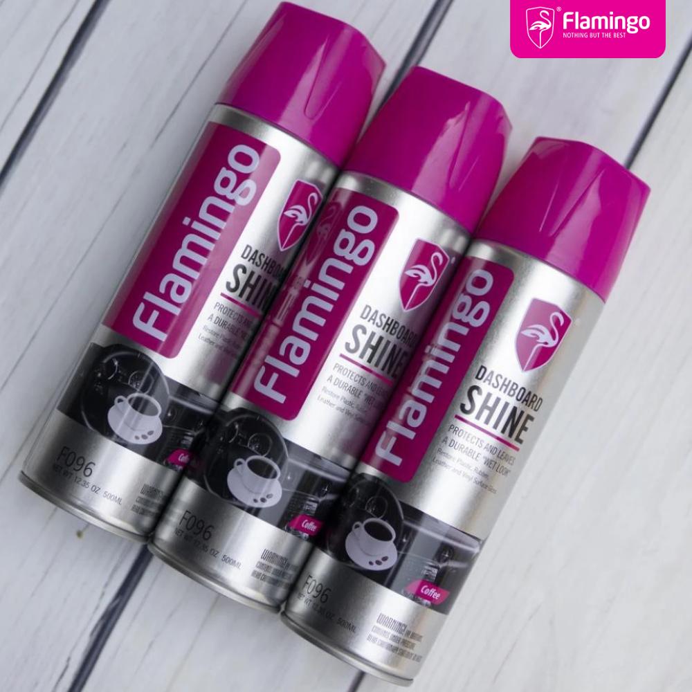 Bình Xịt Dưỡng Nội Thất Hương Cà Phê Flamingo F096 – Dưỡng Bóng Bảo Vệ Bề Mặt Da, Nhựa Ô Tô 500ml